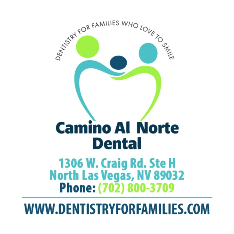 Camino Al Norte Dental logo, two figures forming a tooth, North Las Vegas