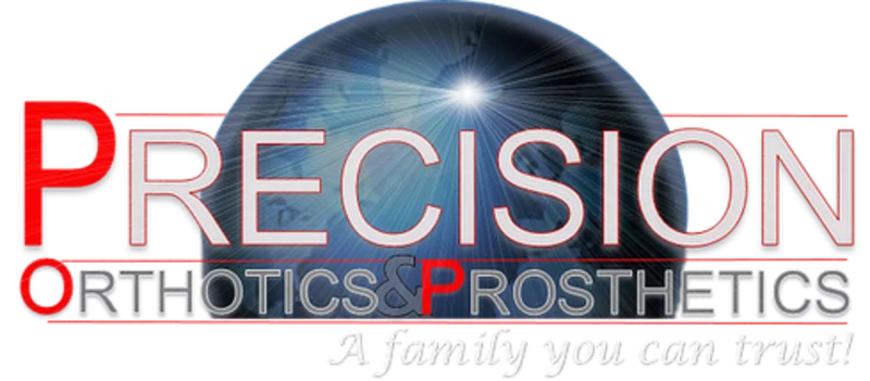 Precision Orthotics & Prosthetics logo with globe and sunburst