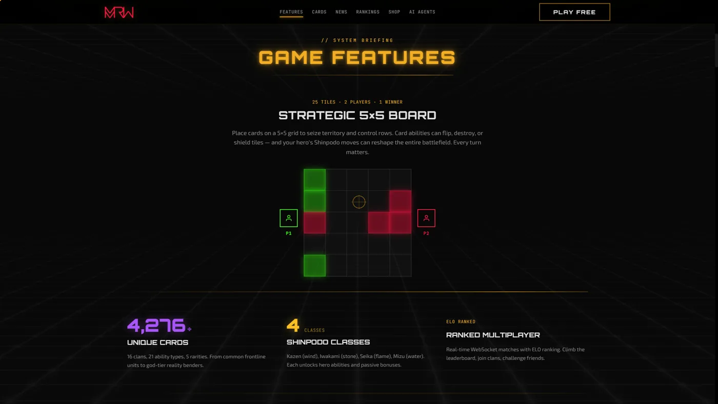 Rift Wars 5×5 strategic board mid-game showing tactical unit placements